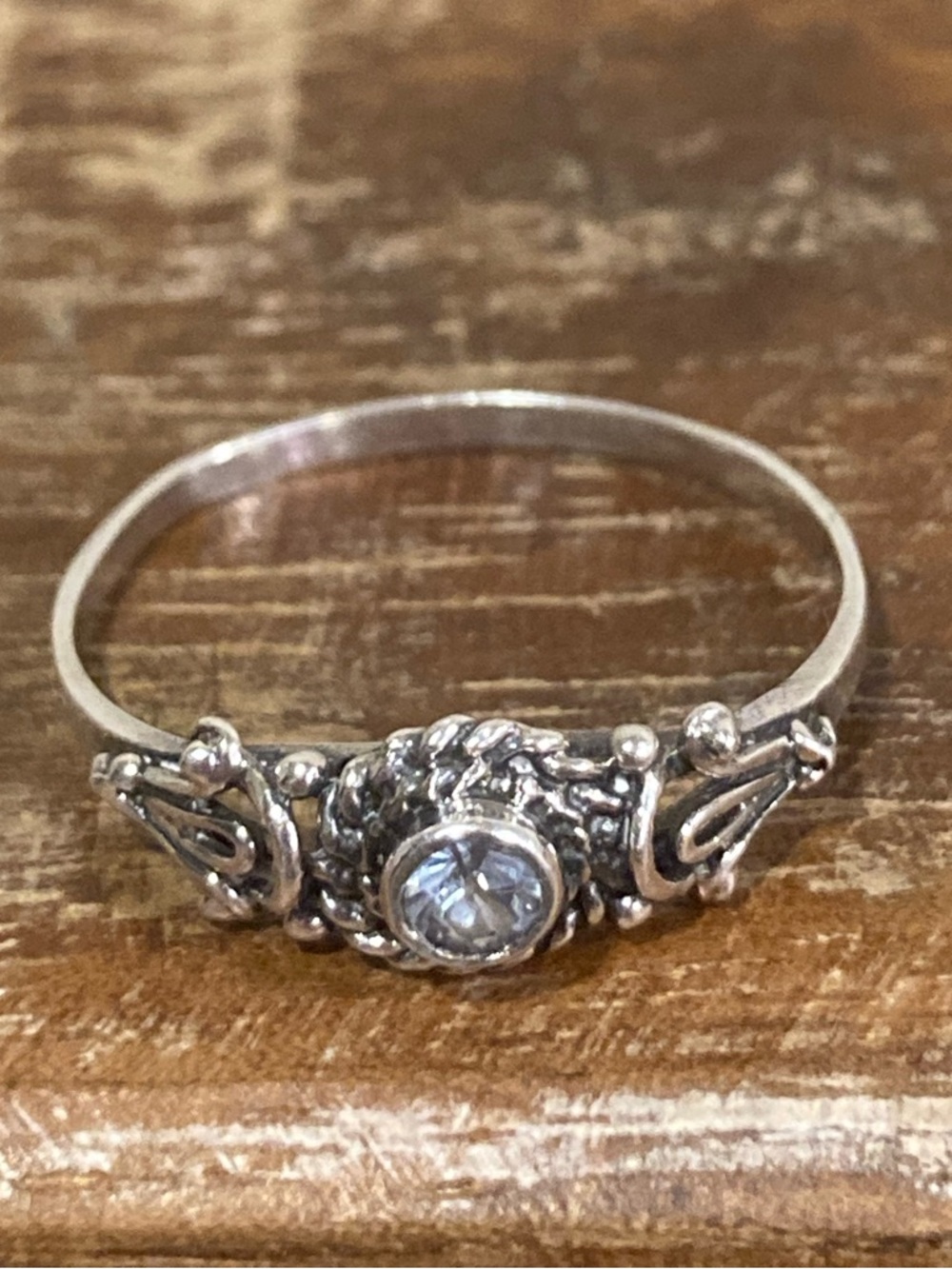 Sterling Silver Ring - 925 TM - Rope Bezel - Clear Stone - Size 9.25 - Picture 7 of 15